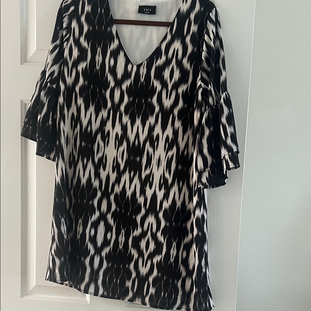 Vici Monochrome Ikat Mini Dress